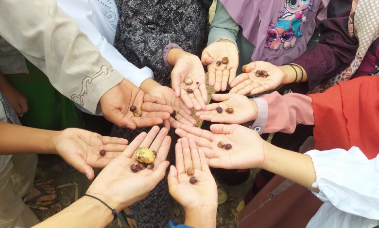 Foto: Biji Tanaman yang akan dilemparkan dalam Kegiatan Sawatan Santri