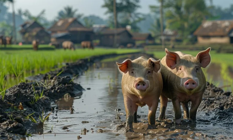 Ilustrasi: Memandikan Babi dengan Air Sawah