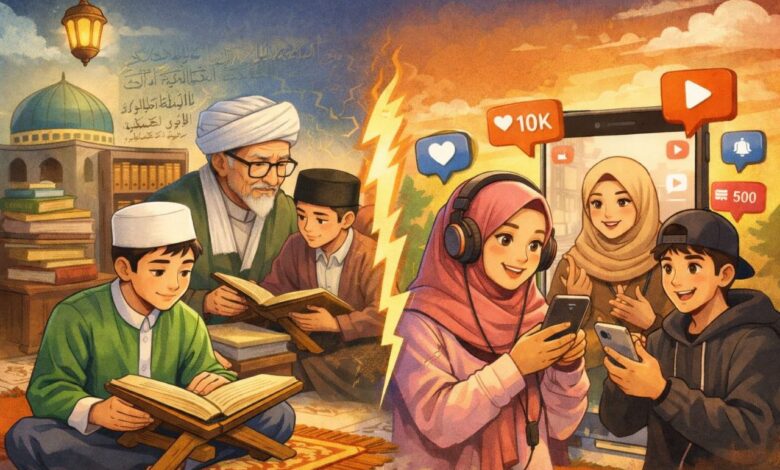 Gambar Ilustrasi: Ngaji Kitab Kuning VS Ngaji Short Video